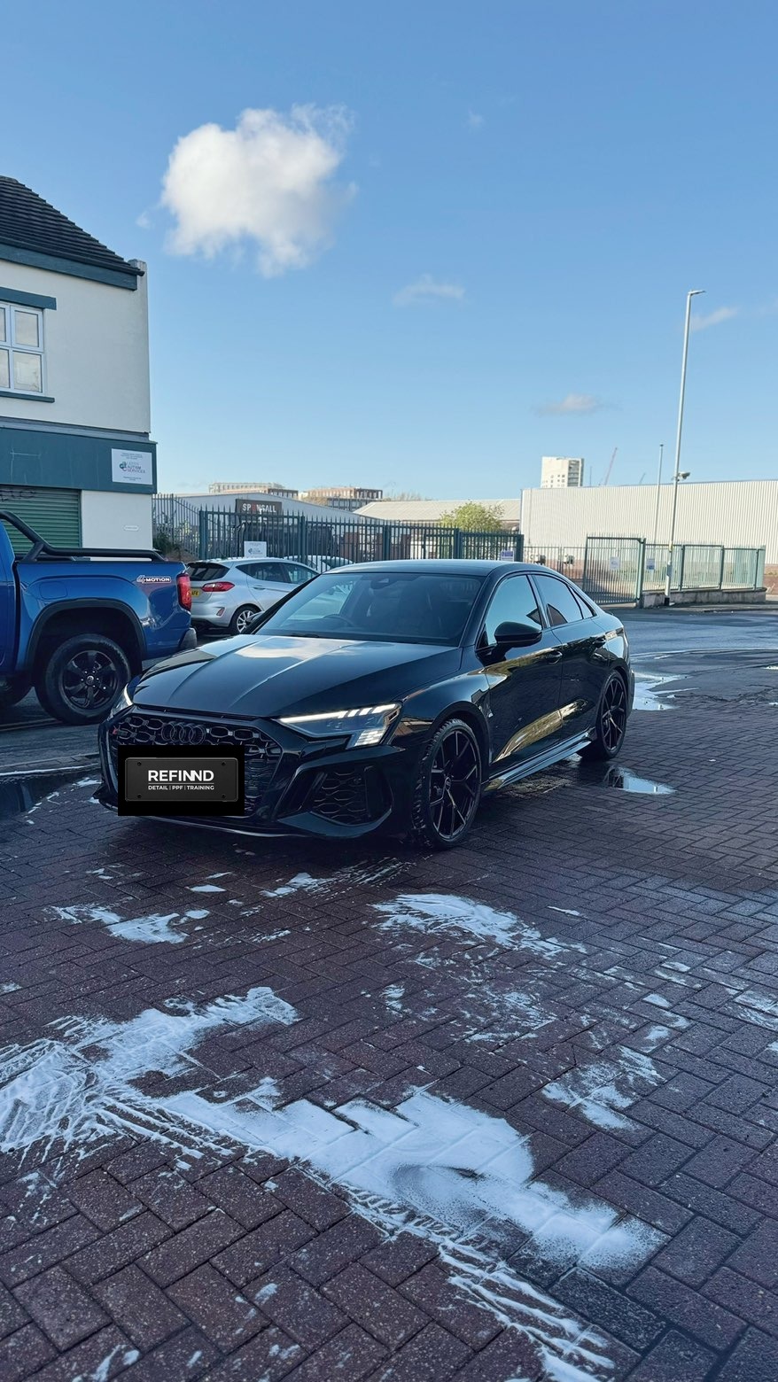 Black Audi RS3 after a full decontamination and correction detail