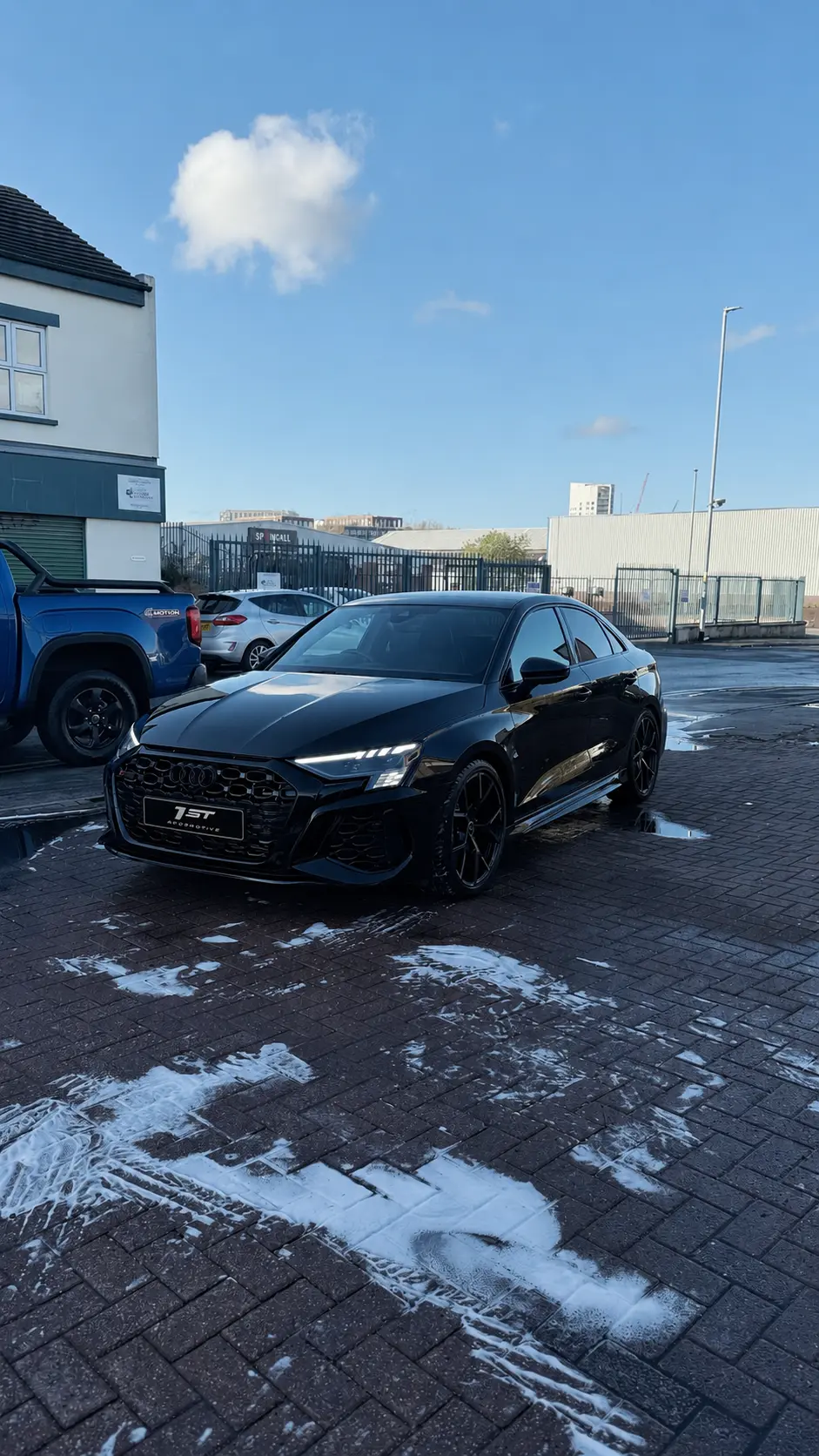 Black Audi RS3 saloon after decontamination wash