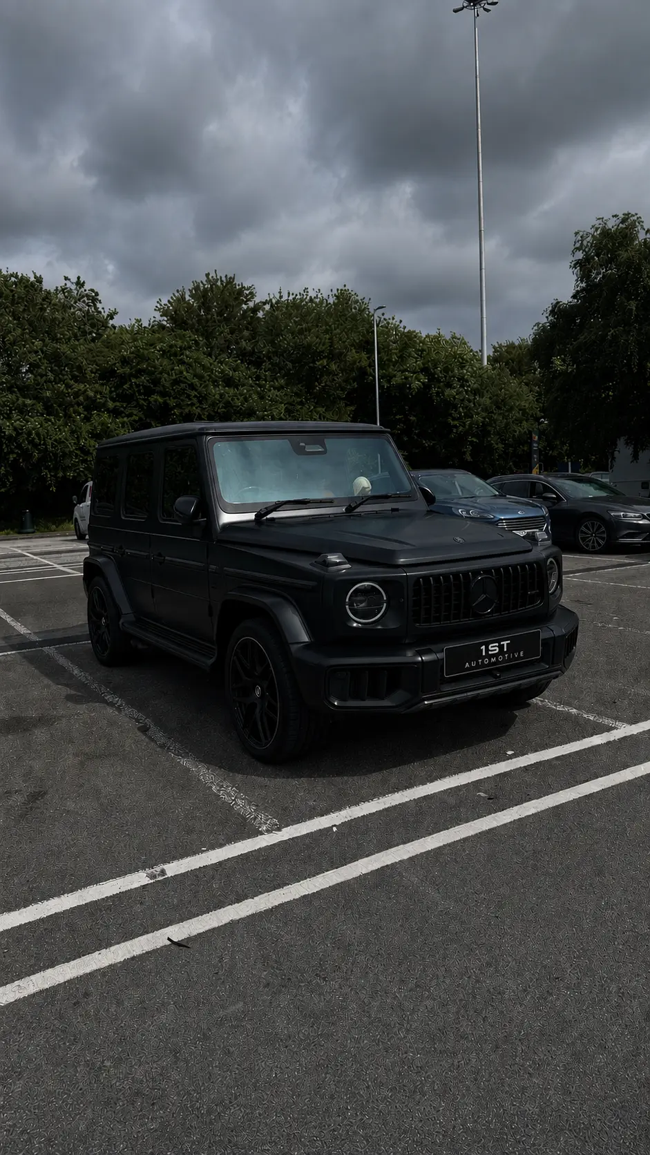 Matte black Mercedes-AMG G-Class with a security install